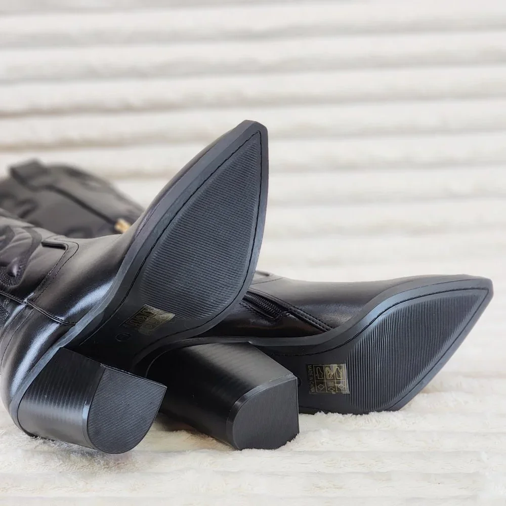 Electric Cowboy Jet Black Matte Western Knee High Cowgirl Boots Jet Black - Picture 13 of 15